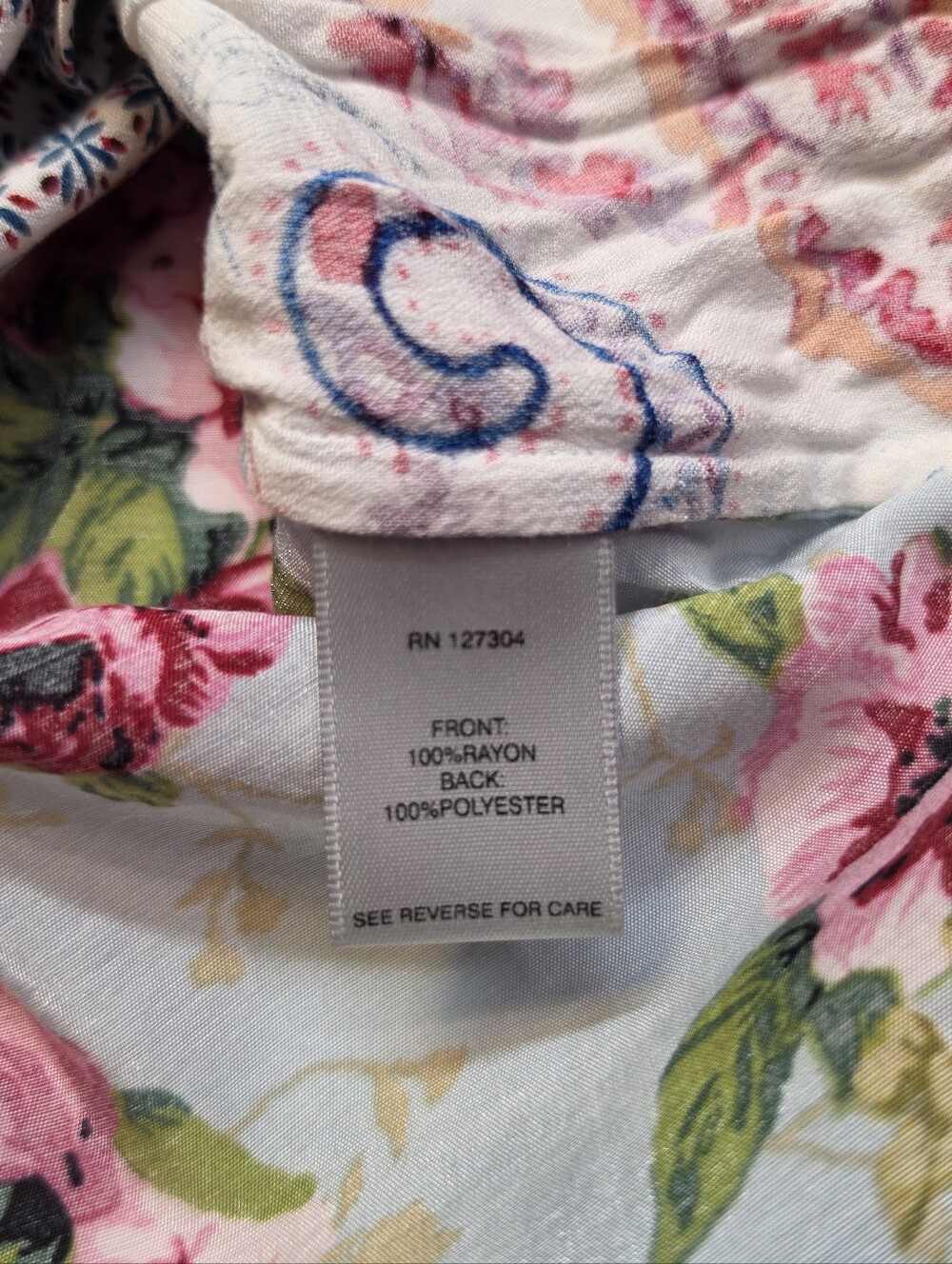 John Mark Floral Embroidered Sheer Panel Long Sleeve Top Mixed Pattern Patchwork - Picture 9 of 12